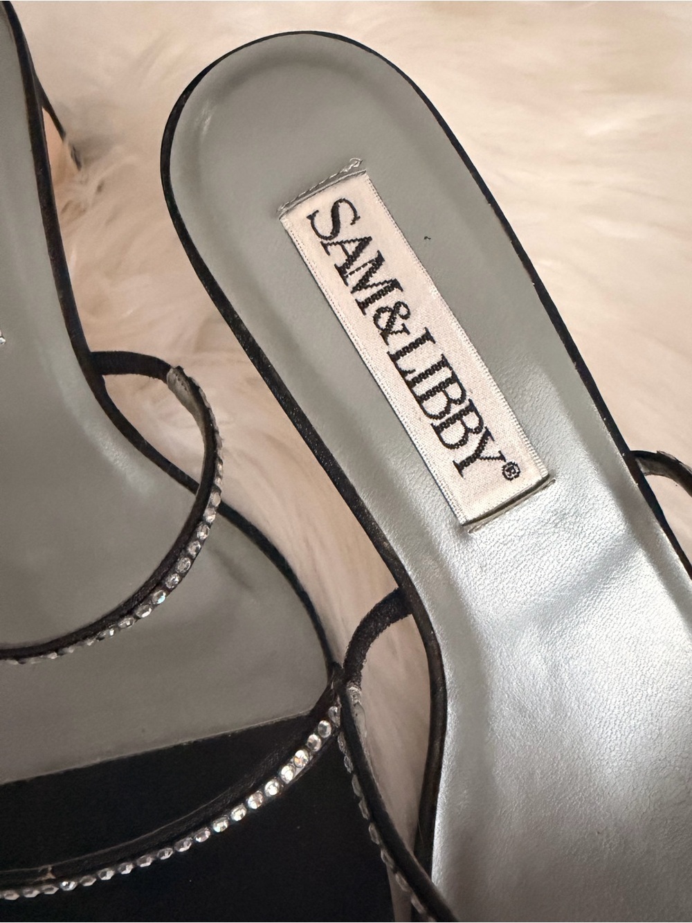 Sam & Libby Black Rhinestone-Embellished Slide Mules - Picture 4 of 10
